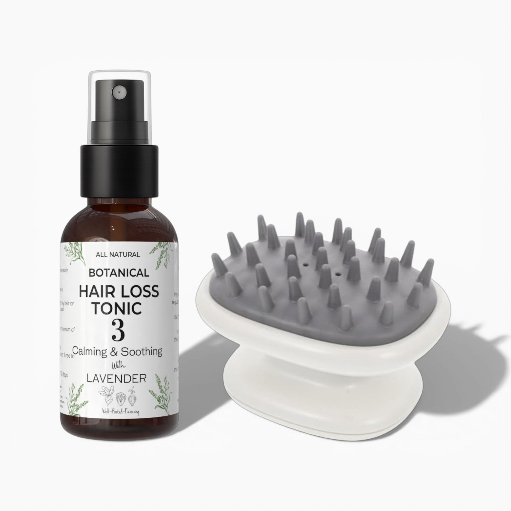 Hair Care Duo – Silicone Massager and 100ml Botanical Hair Loss Tonic
